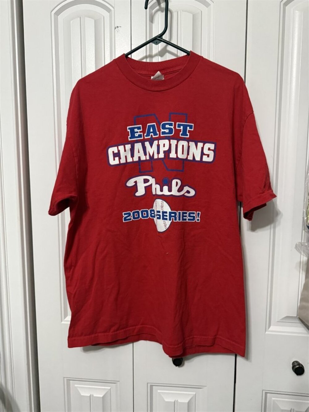 Mens T Shirt Baseball Phils 2008 East Champions Alstyle Red XL
